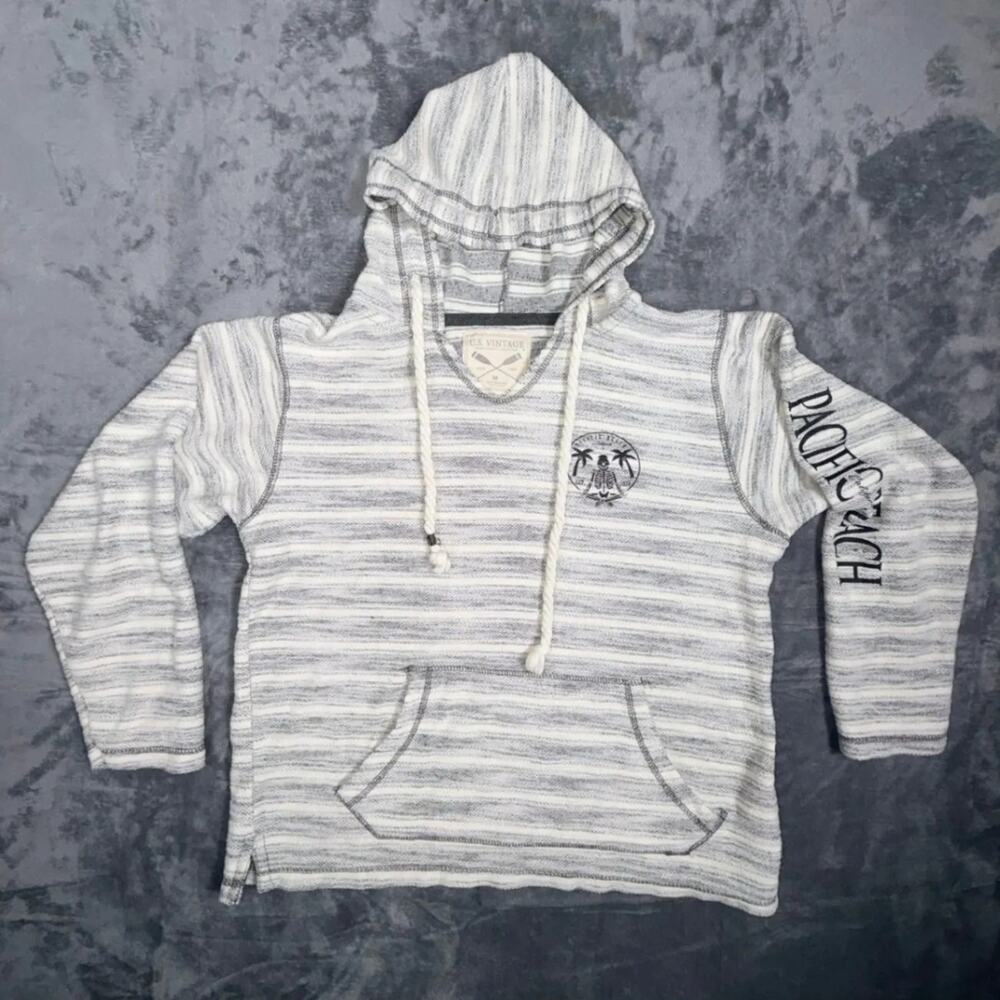U.S. VINTAGE Mens M Hoodie Pacific Beach California Skeleton‎ Graphic Sweatshirt